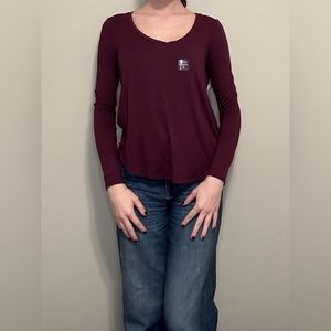 Seriously Soft Aéropostale Perfect V-neck, Stretchy, Burgundy, Long Sleeve